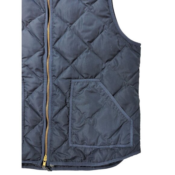 J Crew Quilted Puffer Down Vest Womens XL Blue Full Zip Pockets Outdoor Warm - Picture 4 of 10